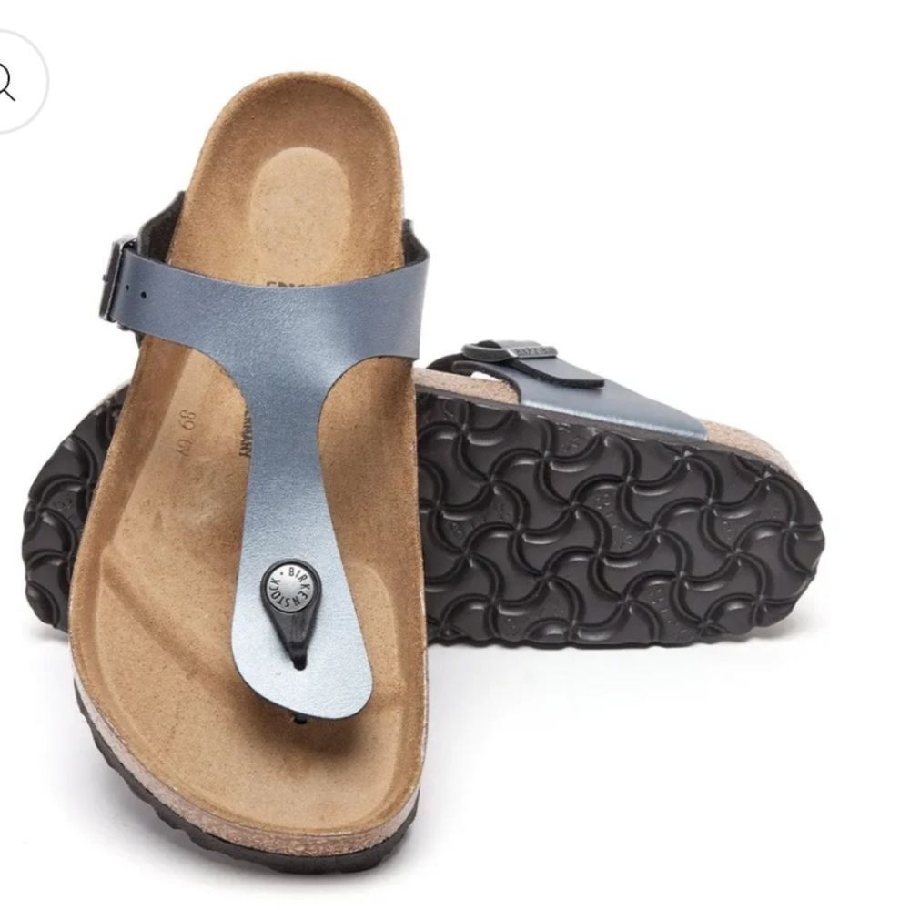 Birkenstock Gizeh Metallic Blue Thong Sandals